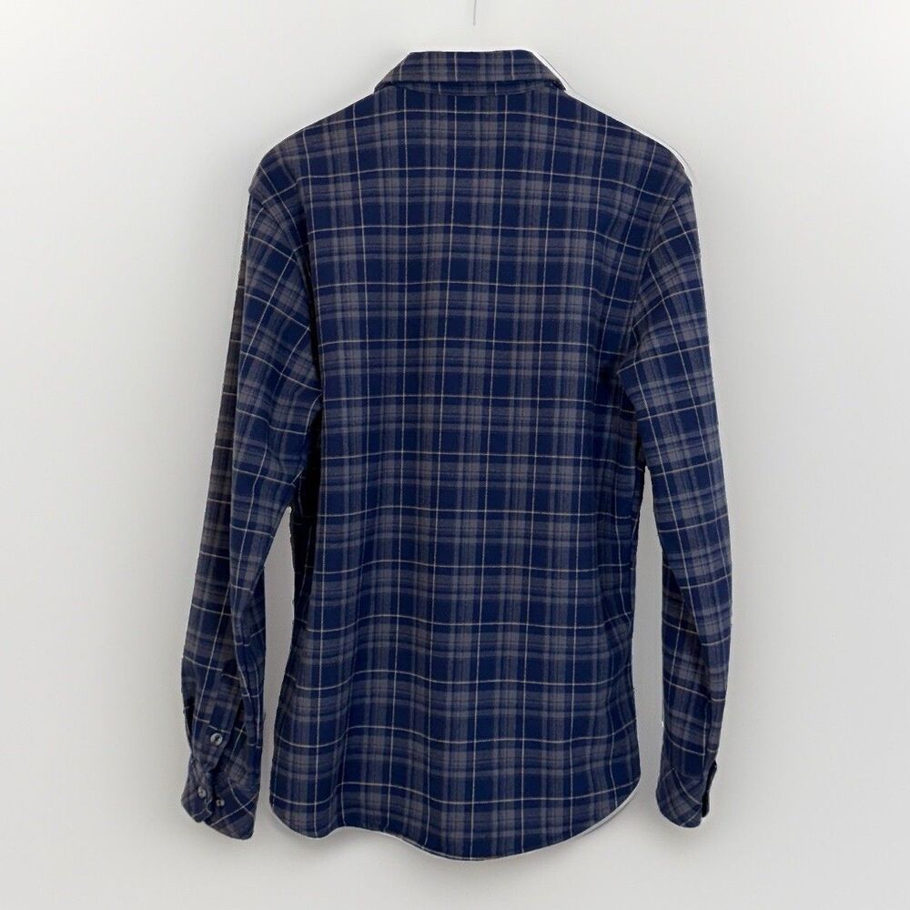 Nomad Men’s L Navy Gray Plaid Sierra Lined Flannel Button Down Shirt Jacket Slim - Picture 2 of 6